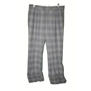 Elevee Custom Tailored Men's Gray Plaid Dress Pants 36x35 USA Made Style